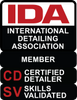 A black and red logo for the international detailing association.