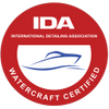 A red circle with the words ida watercraft certified in it.